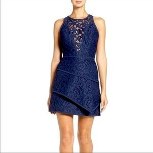 BCBG navy lace mini dress size - NWOT